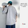 Sleeve Solid Loose Crew Big Round Korean Street Short Simple Gray X-cross Men's 3/4 T-Shirt, Color, Fit, Opaque, Stylish, Oversized, Neck, Silhouette,