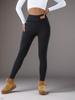 Women's High-Waisted Warm Pants with Leather Label Detail