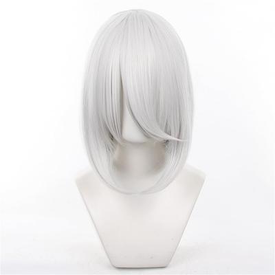 Eileen Cosplay Medium Silver Wig, Fluffy Hair, 40cm, Universal, Unisex, Heat-Resistant, Event Wig with Net