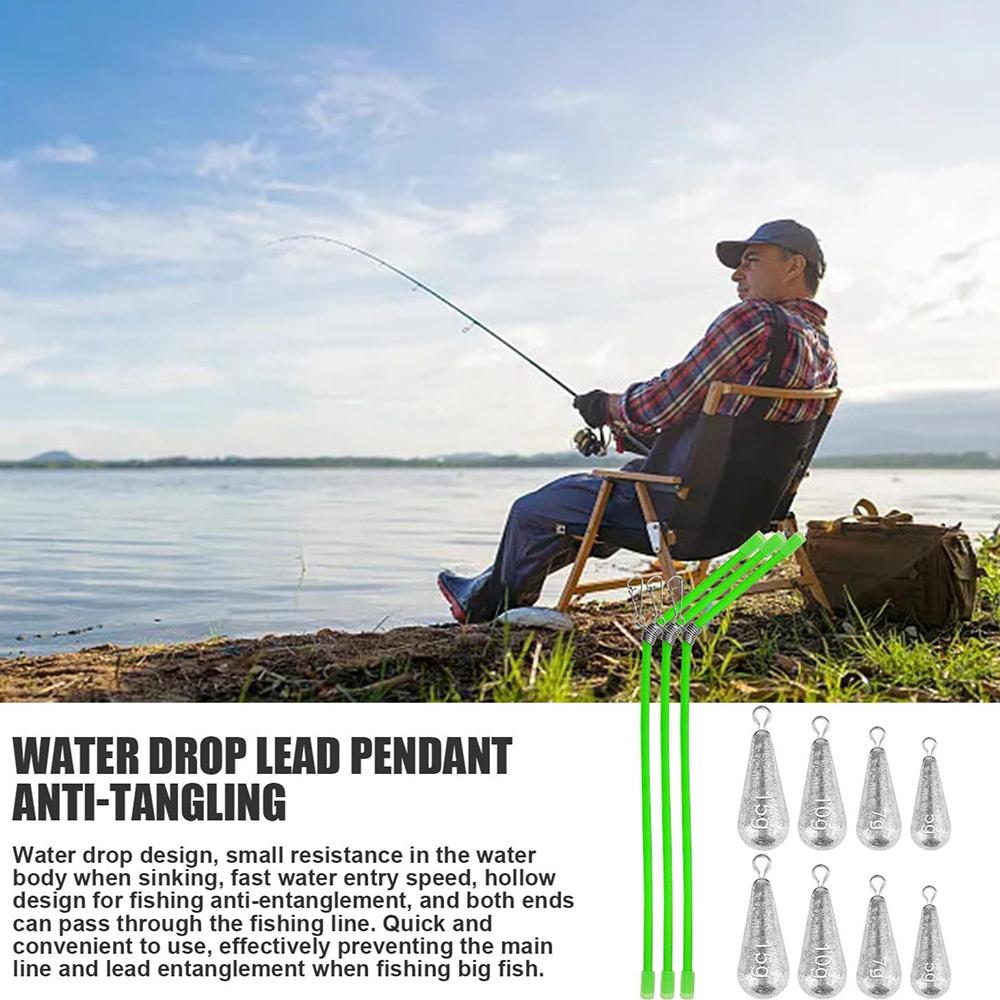 25 Pieces Pear Lead Fishing + 10 Pieces Anti Tangle for Outdoor Fishing