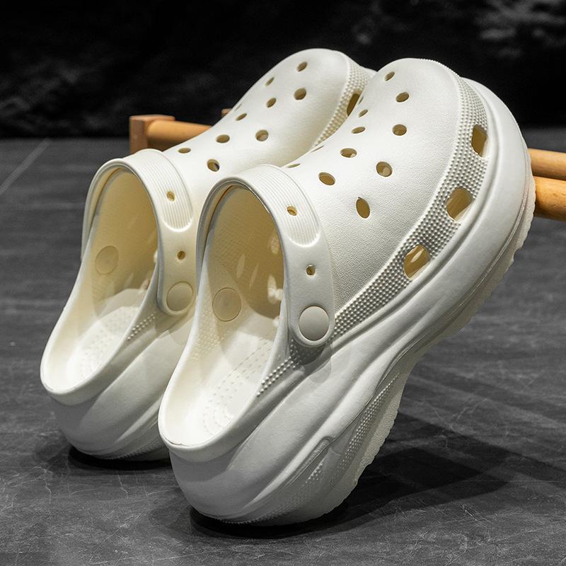 Super high heel hole shoes summer wear height increase casual non-slip deodorant indoor home cool slippers