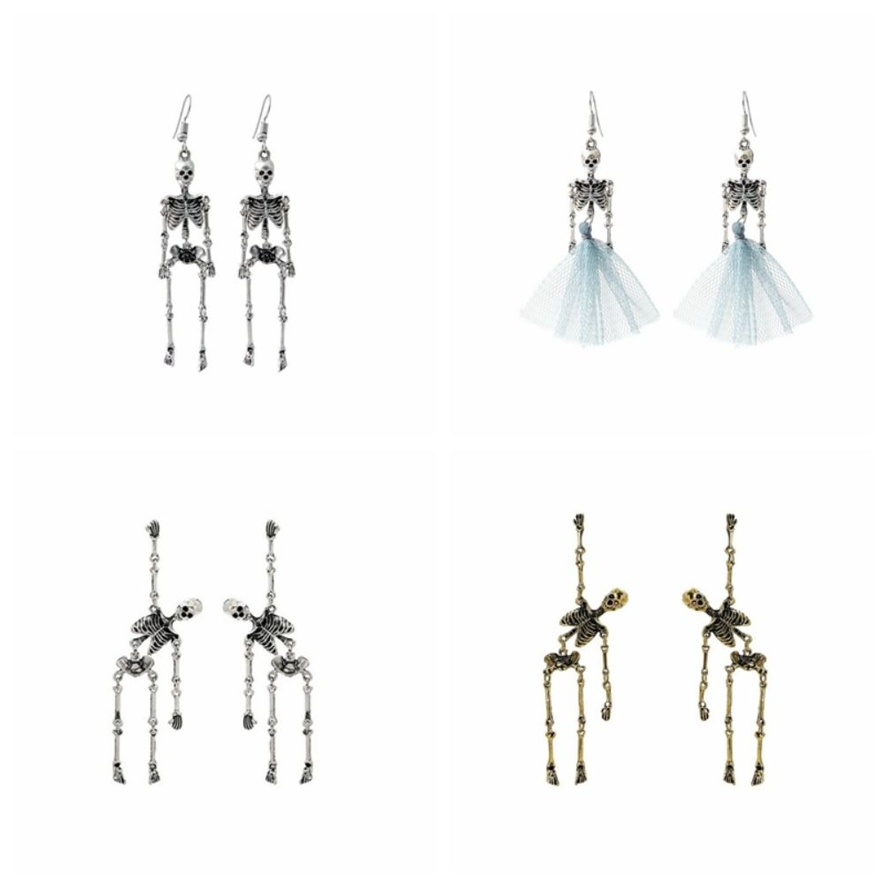 Zinc Zinc Alloy Skeleton Earrings Hip Hop Imitation Human Bone Earrings Fashion Halloween Earrings  Gift