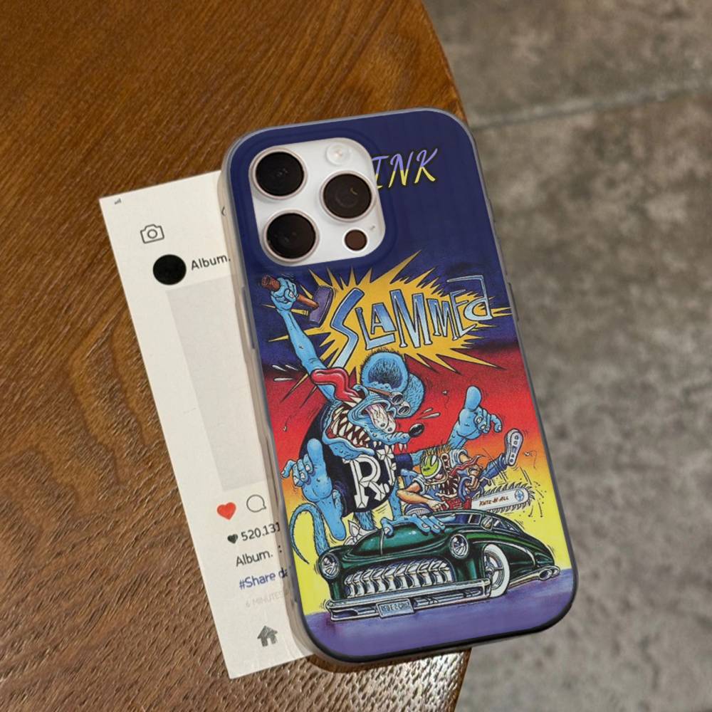 Funny Rat Fink For IPhone 15 16 17 14 13 12 11 Pro Max 16E 16 Plus 17 Air Corrugated Shockproof Phone Cover