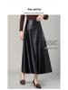 Genuine Leather A-Line High Waist Skirt for Women - Spring/Autumn Sheepskin Umbrella Skirt