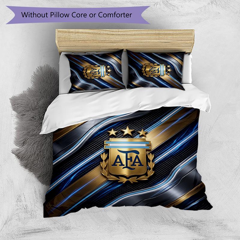 Argentina Football Printed Bedding 3 Piece Set Cozy Breathable Bed Cover Set As Housewarming Holiday Gift