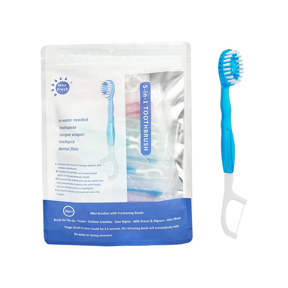 

Одноразовая мини-зубная щетка со вкусами для свежего дыхания Многофункциональный набор для ухода за полостью рта для путешествий bag 26