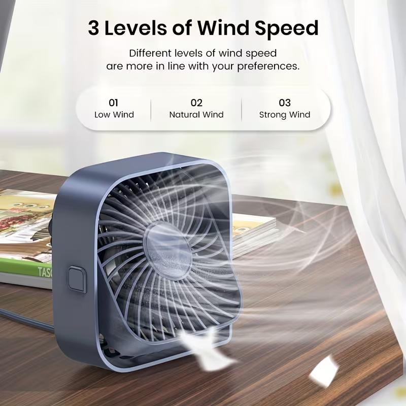 Portable USB Desk Fan 360° Adjustable 3 Speed Quiet Mini Desktop Cooling Fan
