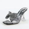 PVC Transparent Slippers for Women Crystal Mesh Butterfly Knot Summer Sandals Clear High Heels Party Prom Shoes