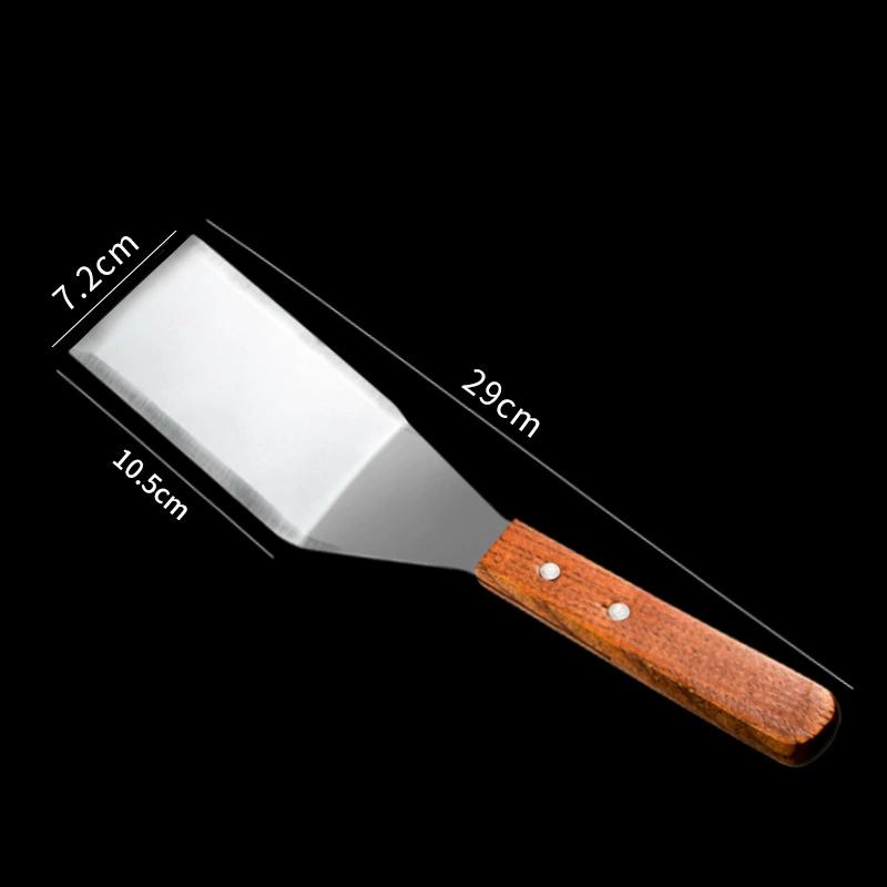 Stainless Steel Spatula Pancake Hamburger Turner Wooden Handle Tiramisu Cutter Egg Steak Cooking Shovel Hand Pie Pancake Tool