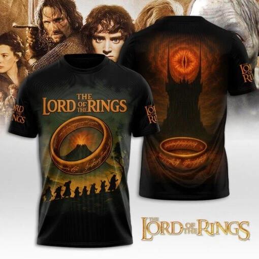 Lord of the Rings 3D T-Shirt – Fellowship & One Ring Graphic Tee A94 L