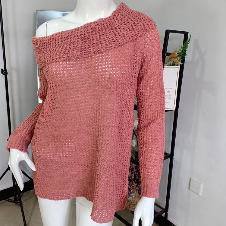 2026 Autumn Women's One-Shoulder Knit Sweater – European & American Off-the-Shoulder Irregular Style