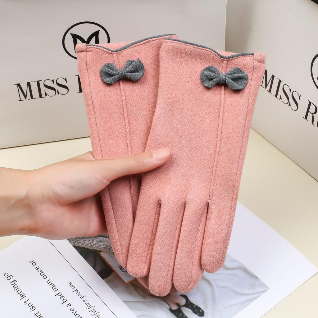 New Rabbit Velvet Touch Screen Gloves Ladies Electric Car Velvet Warm Touch Screen Outdoor Sports Cycling In Spring and Autumn and Winter.