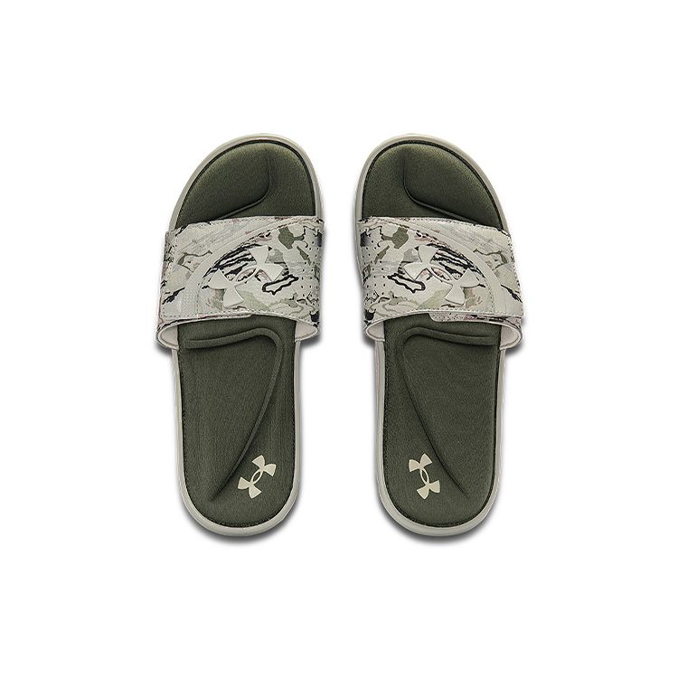 Under Armour Ignite 6 Graphic Strap Slide Khaki Base Camo Men Sneakers Green Marine-Od-Green 3024450-200