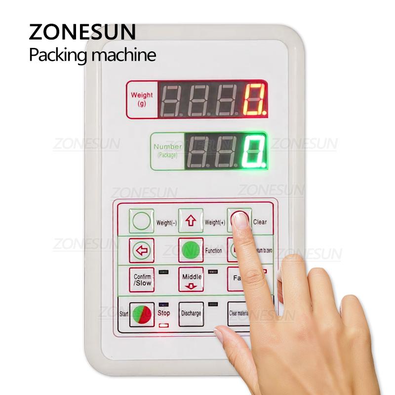 ZONESUN Semi-automatic Granule Packing Machine Powder Filler Tea Food Grain Filling Weighing Machine