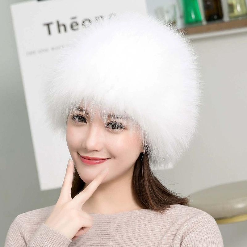 Fox Hair Hat Female Winter Version Warm Ear Protection Fur Hat Bere Snow Hat Ski Bag Head Hat Thin