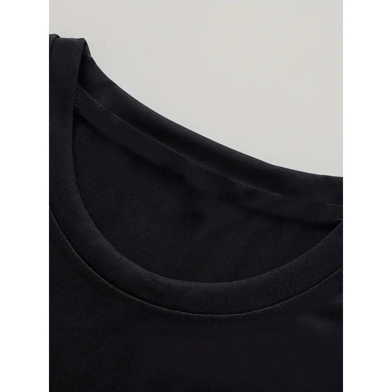 European Size Creative Suitcase Letter Pattern Print Men'S Stylish Trendy Round Neck Short Sleeve T-Shirt, Casual And Comfortable Lightweight Top