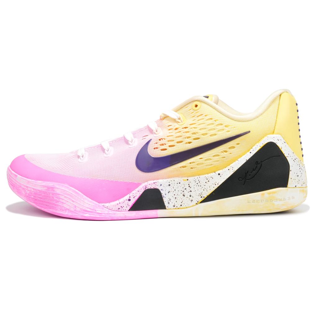 Nike Kobe 9 Cushioning Abrasion-Resistant Cushioning, Wear Resistant Low-Top Basketball Shoes Unisex Pink Yel IH1401-100(Team-9)-Random packaging bags