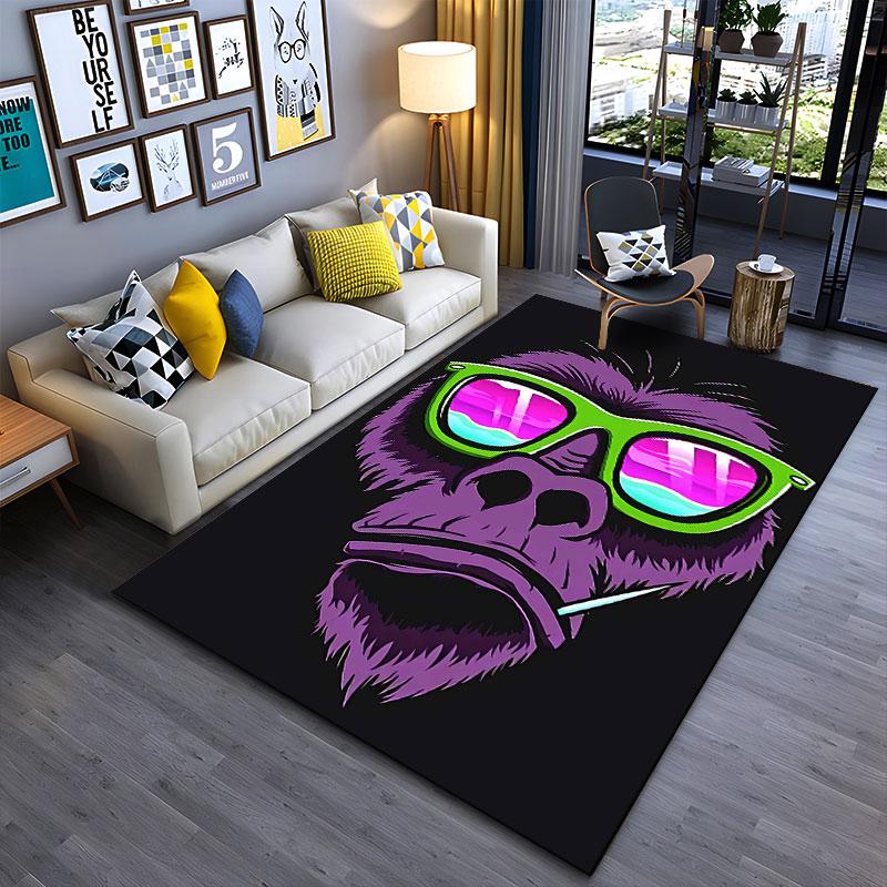 Purple Gorilla with Sunglasses suitable as a non-slip mat for the living room or bedroom sofa