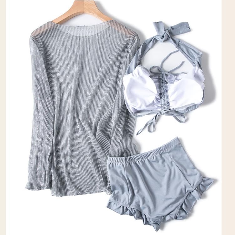 Korean Separate UV Sun Protection [88flix] See-Through Swimsuit, 3-Piece Set, Figure-Facing, Protection, (Size M)