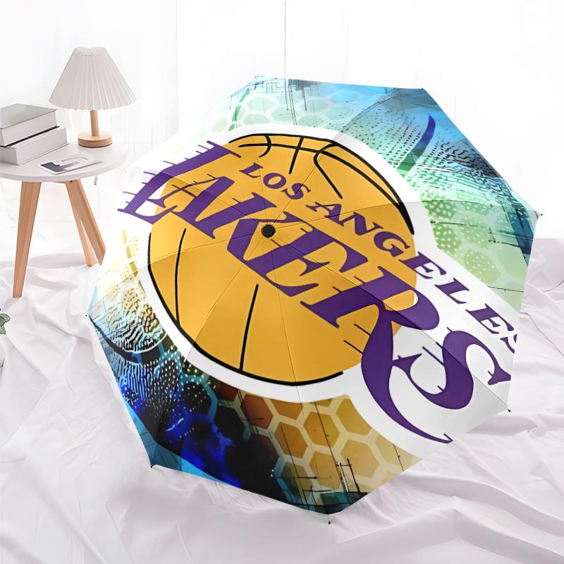 Printed Los Angeles Lakers logo Folding Umbrella,Outdoor,Leisure,And Travel Umbrella,Durable Umbrella Fabric,Birthday And Holiday Gift