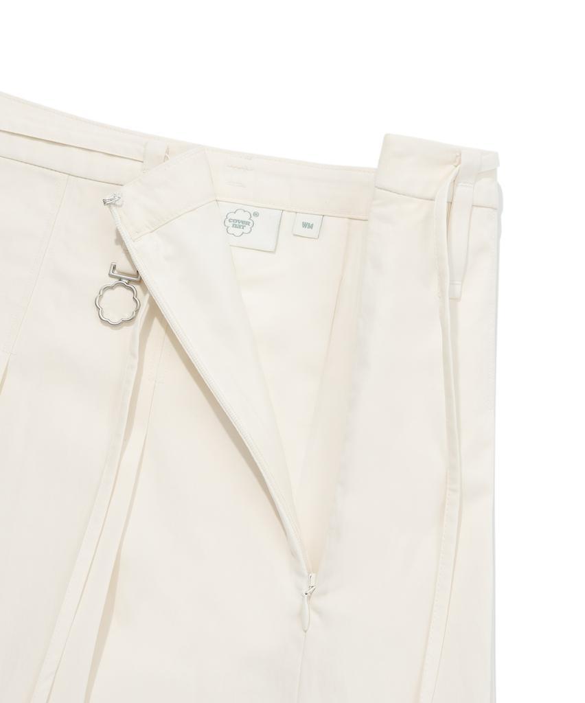 COVERNAT WOMAN Pleated Midi Skirt Ivory