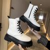Short Boots Women's Winter Solid Color Thin Single Woman Breathable Platform Increased Motorcycle Boots Autumn Fashion Black
