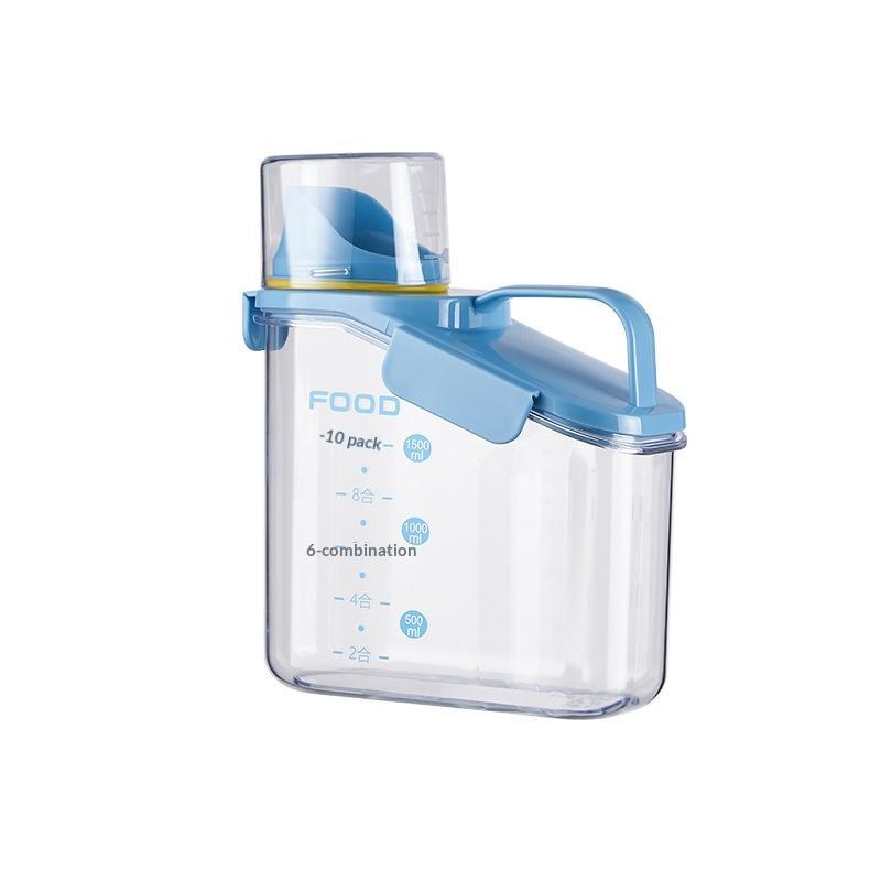 Transparent Plastic Airtight Food Storage Jars with Lids & Measuring Cups Ideal for Baking Ingredients Pantry Kitchen Sorting