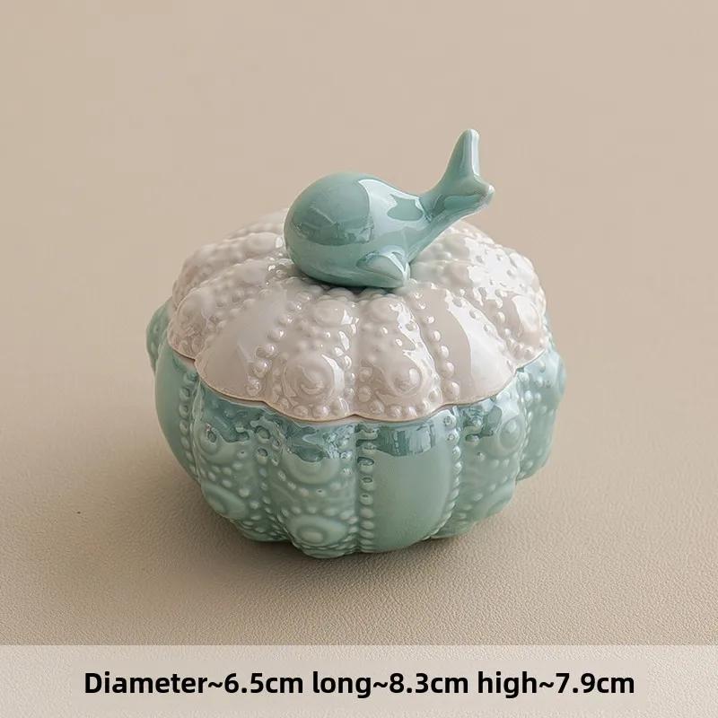 

Керамическая шкатулка для украшений «Синий кит», маленькая креативная симпатичная банка для хранения ювелирных изделий, колец, ожерелий, ящик для хранения, настольные украшения, поделки, подарки зелёный