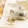 Alideco Masking Cute Retro French Rustic Girl 55mm Wide x 2m PET Adhesive Wide Stylish Masking Sticker 6-Pack Tape, Design, Clear, Water-Resistant