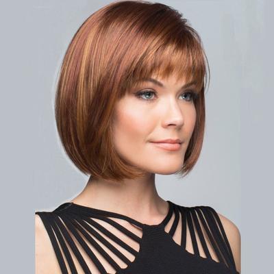 Fashion Short Ladies Wigs Gold Blonde Brown Wig With Bangs Heat Resistant Synthetic Straight Wig for Woman Daily Use Cosplay