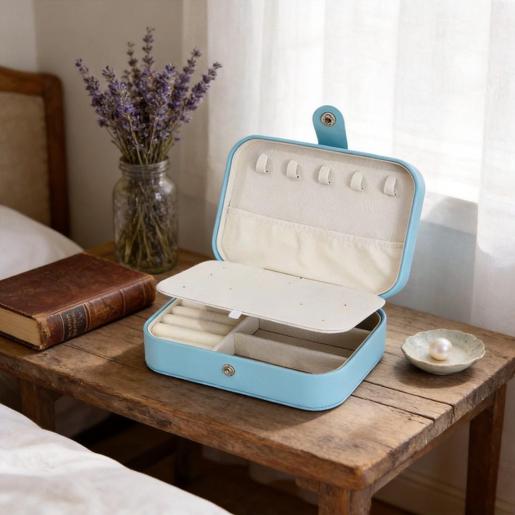 High End Jewelry Storage Box With Double Layers For Earrings Rings Necklaces And Bracelets