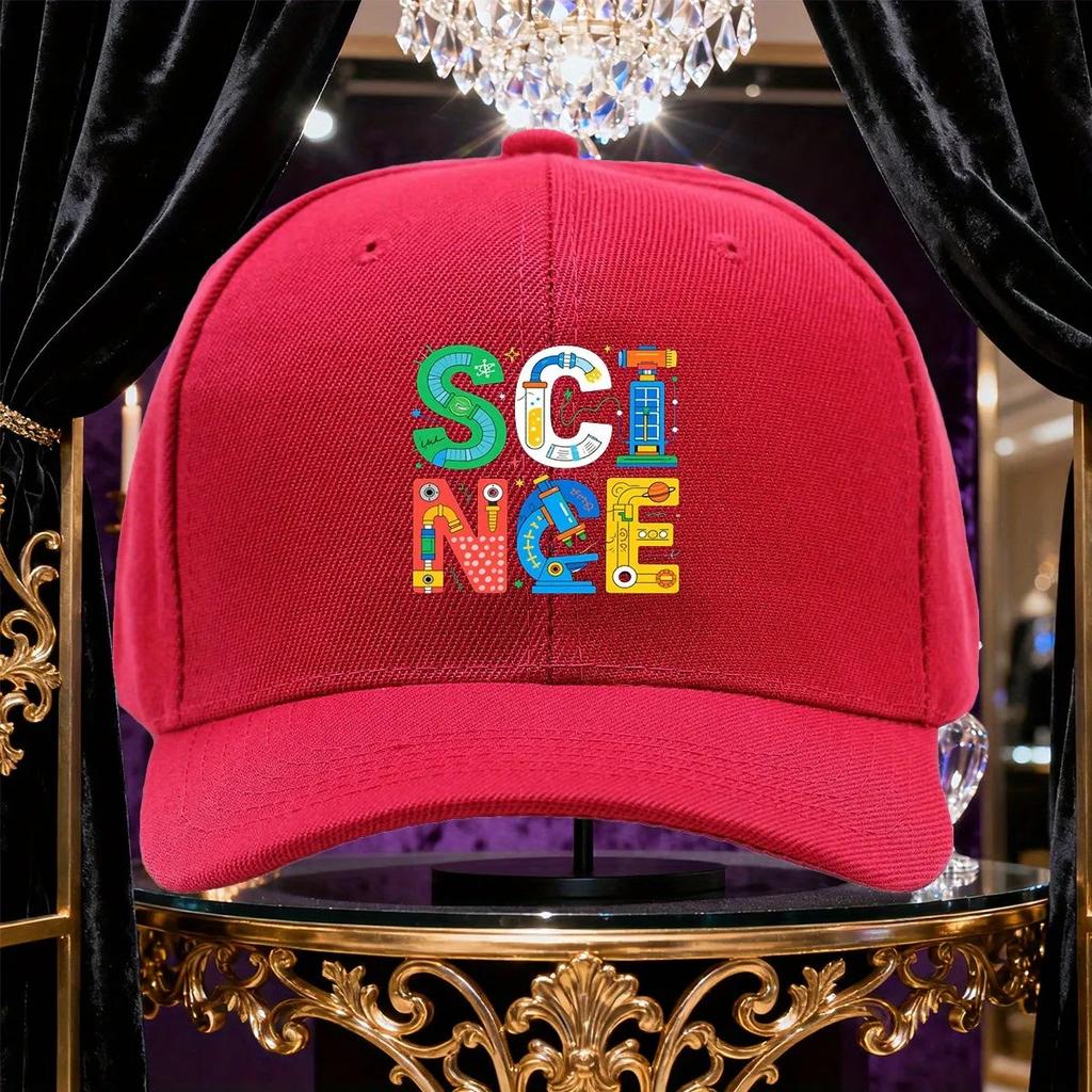 Colorful Science Print Baseball Cap Unisex Adjustable Polyester Curved Brim Casual Outdoor Hat