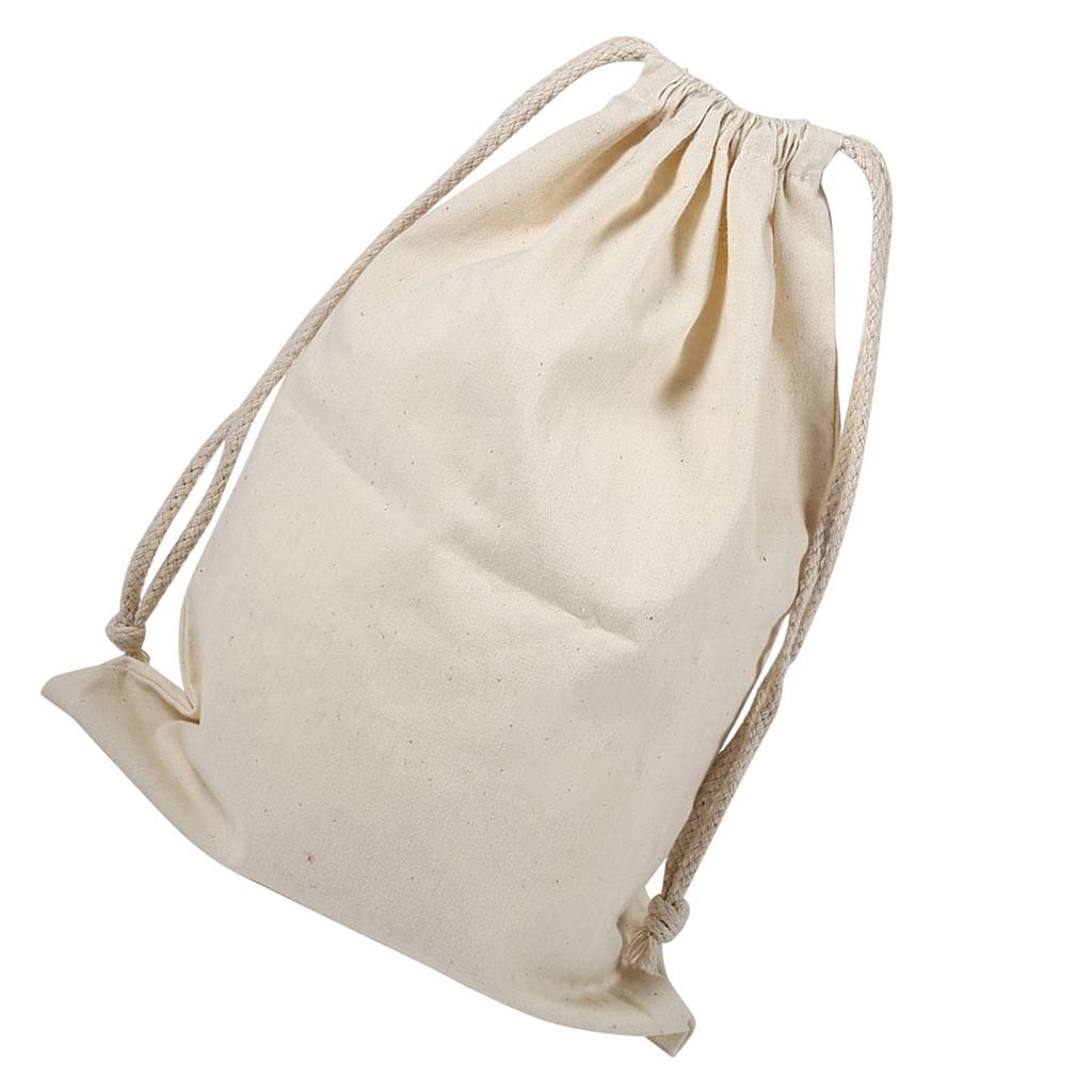 Household Plain Cotton Drawstring Storage Laundry Sack Stuff Bag for Travel Home Use 22 * 28CM