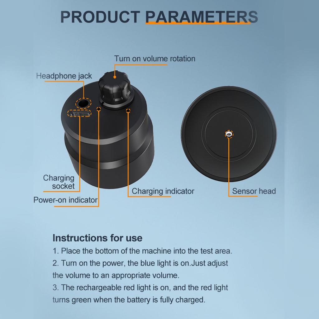 Water Leakage Detector 13000X Sound Magnification Underground Water Leakage Monitor for Construction Site Vehicle Maintenance