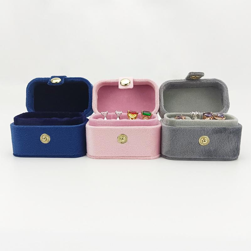 New Velvet Mini Ring Box Portable Earnail Pair Ring Jewelry Packaging and Storage Box