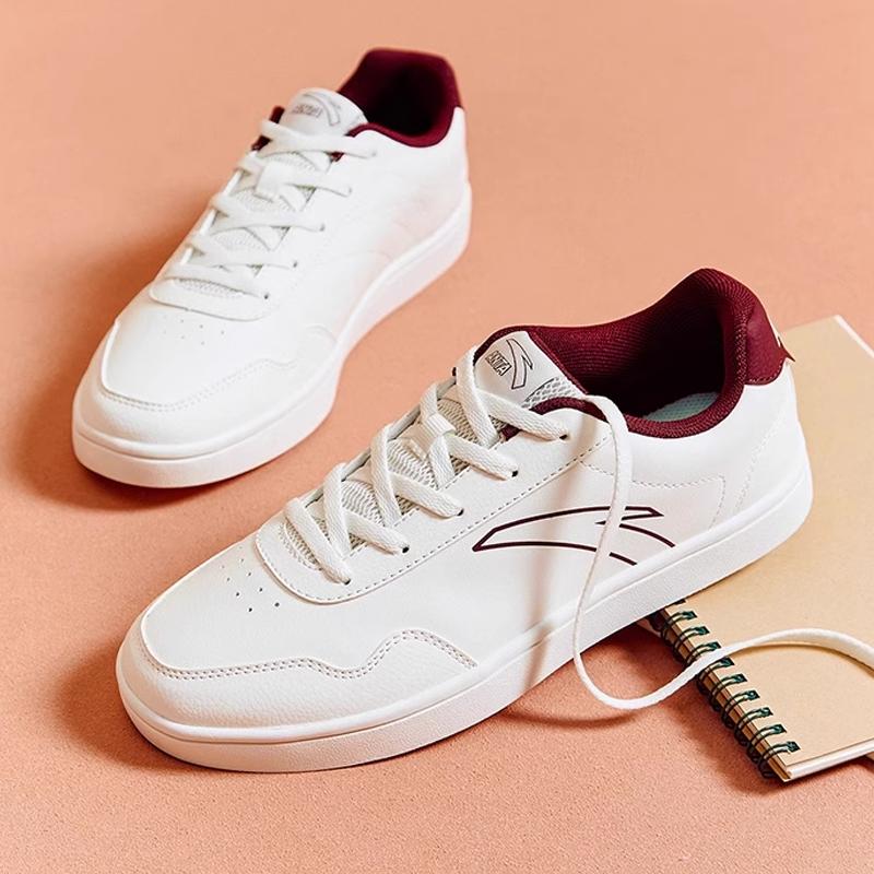 New Anta Life Collection Waterproof, Lightweight, And Breathable Low Top Skateboard Shoes Women's White Red 922538041-3
