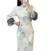 2025 Autumn/Winter Modern Chinese Velvet Cheongsam: Stylish, Printed, Slim-Fit Dress for Women