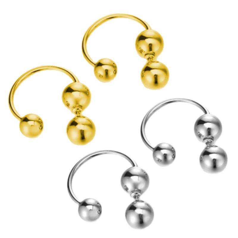 Metal Ball Earrings European and American Front and Back Studs Earrings Ladies Girls Travel Wedding Accessory