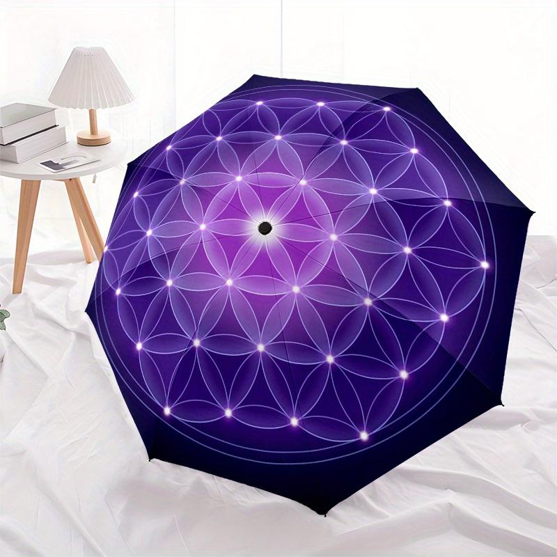 Flower of Life Sacred Geometry StickerUmbrella, Portable 3-Fold Compact Umbrella,Christmas Gift ES434
