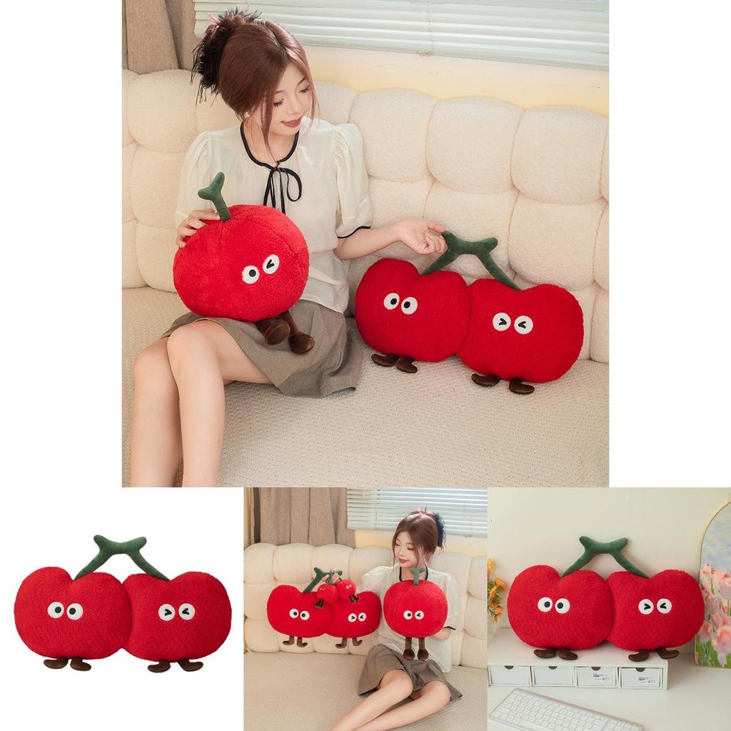 Cherry Plush Toy Pillow Doll And Keychain With Pp Cotton Filling Soft Cushion For Girls Gift