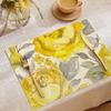 Pastoral Themed Linen Placemat Daisy Printed Bowl and Plate Heat Insulation Mat Washable Stain Resistant Desktop Decoration