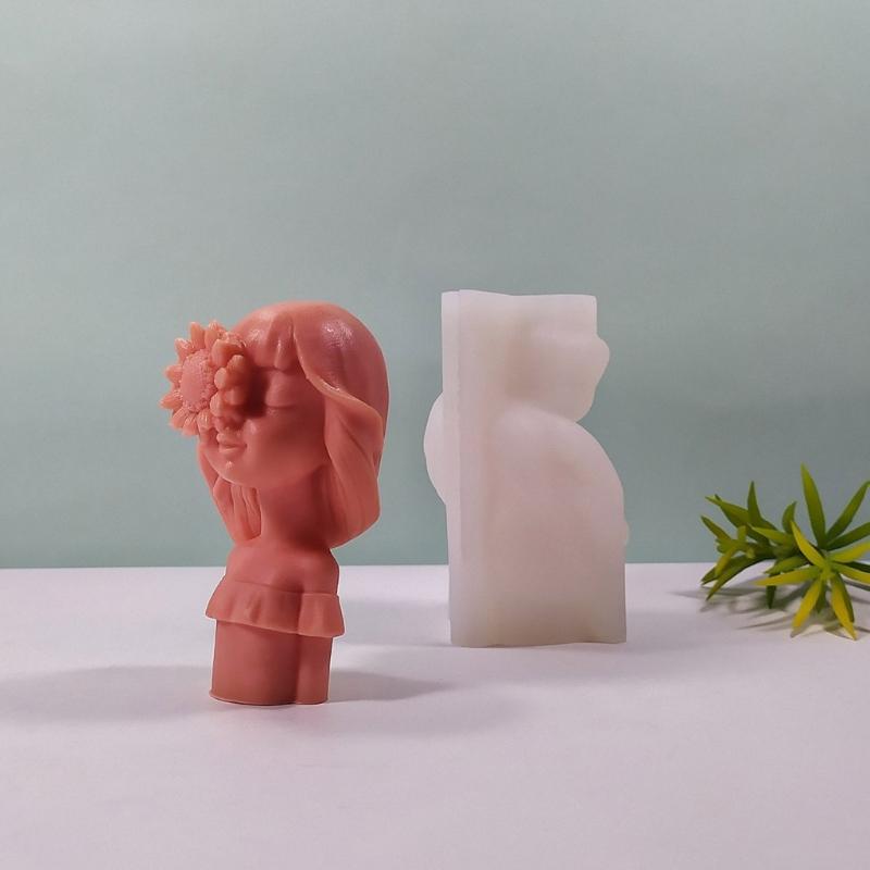 Silicone Candle Mold for Girls Flower Girl Scented Candle Mold Gypsum Aromatherapys Figurine Resin Molds Home Ornament
