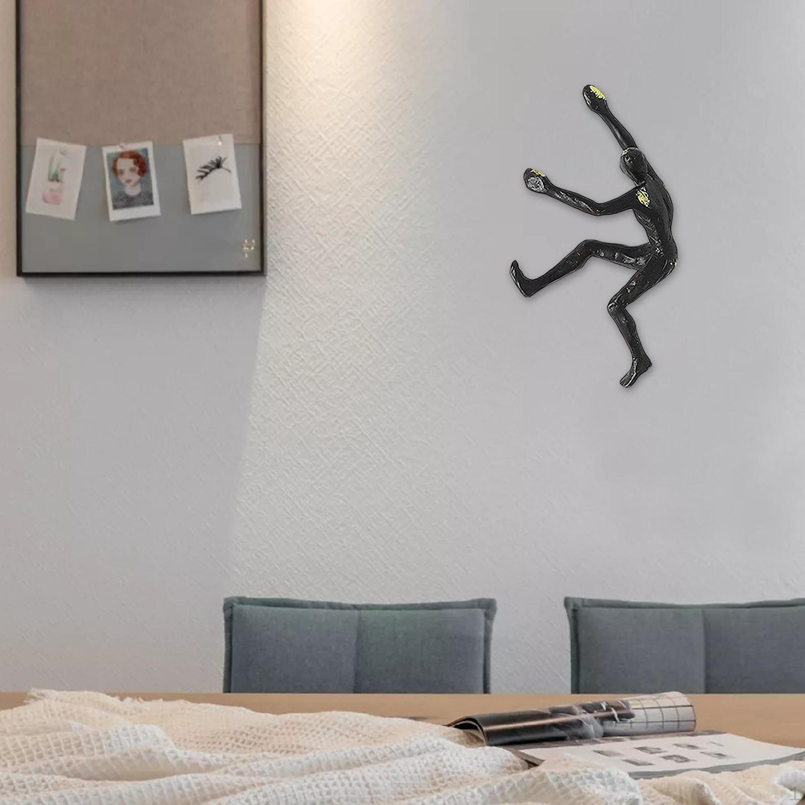 3D Retro Rock Climbing Men Climber Industrial Style Sculpture Wall Decoration Statue Figurine 14x7x25.7cm