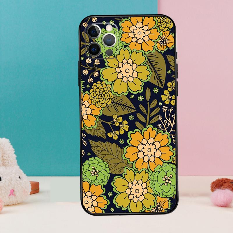 Orange Flower Pattern Phone Case For iPhone 17 Air 16 15 14 12 11 13 Pro Max 12 13 mini 15 16 Plus 16e Cover Coque