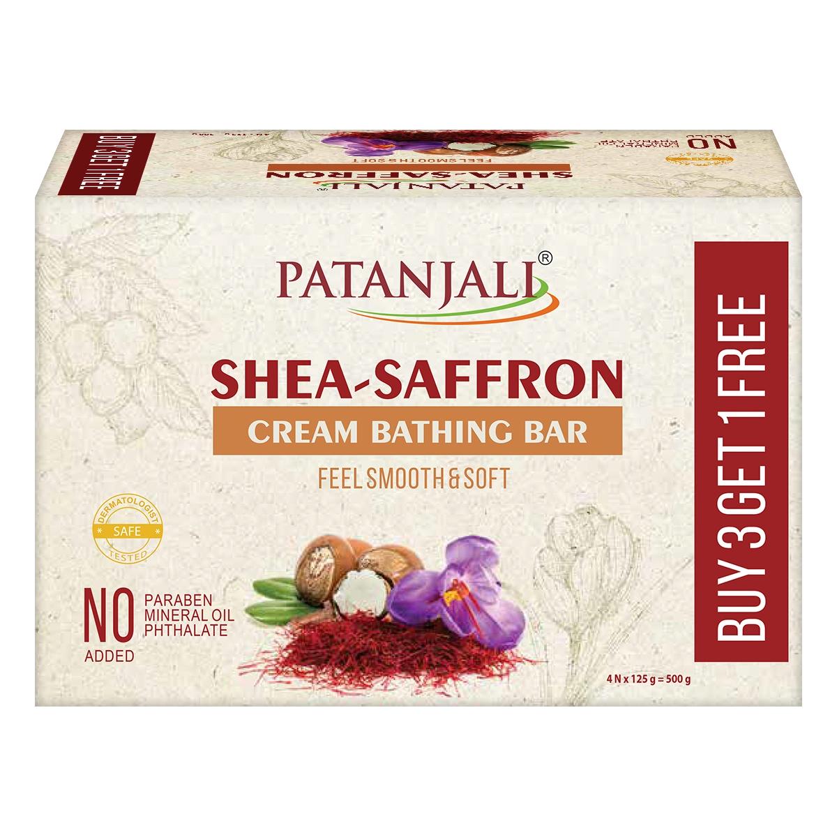 

Patanjali Shea Saffron Body Cleanser Bathing Bar 125g X Pack of 4 for Smooth, Glowing Skin Daily Use
