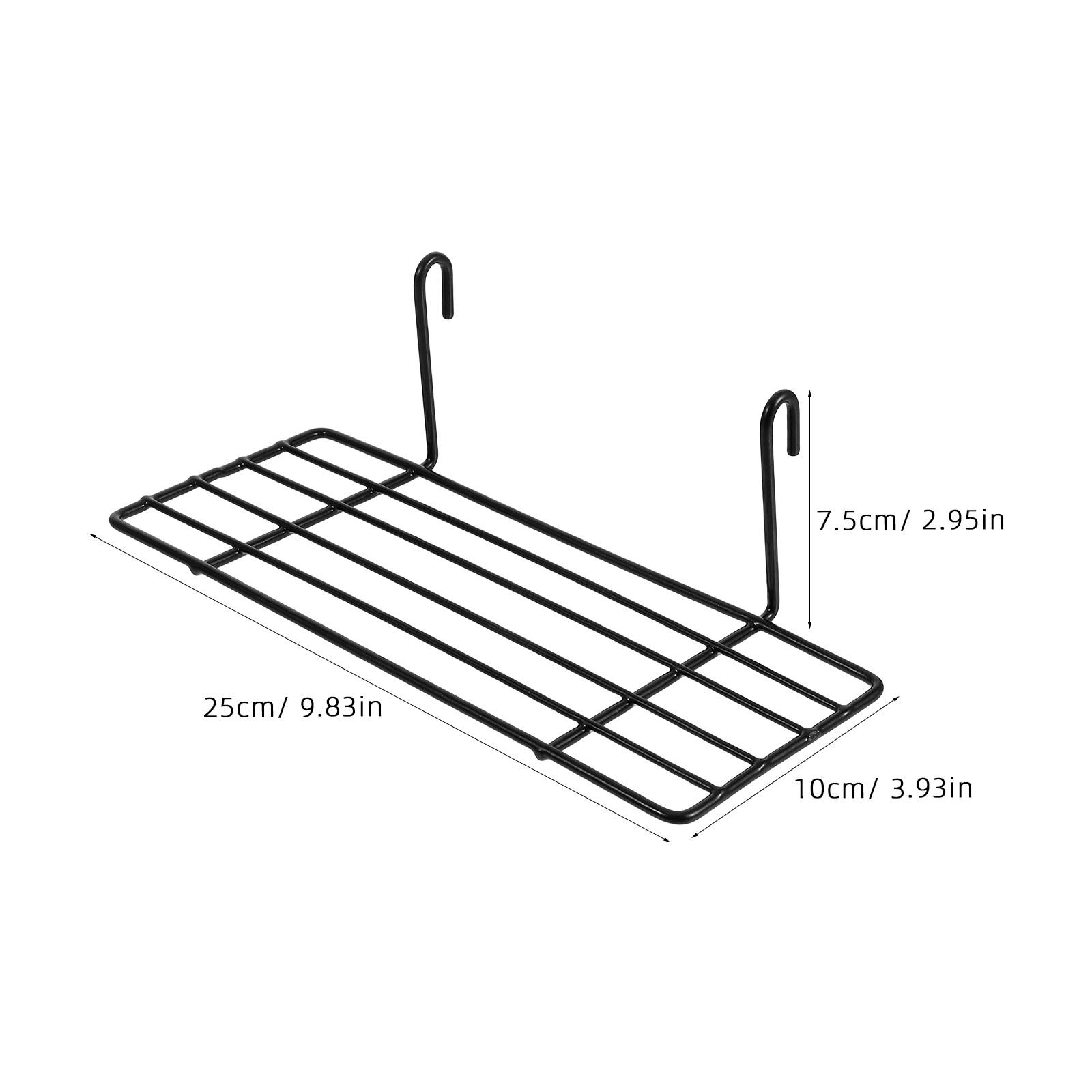 

Black Wire Storage Basket Rack for Grid Wall Straight Shelf Stackable Interlocking Under Shelf Organizer Ideal for Kitchen чёрный