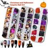 1 Box Halloween Ghost Pumpkin Shape Holographic Festival Glitter Sequins For Diy Making Art Craft Nail Decoration Accessories