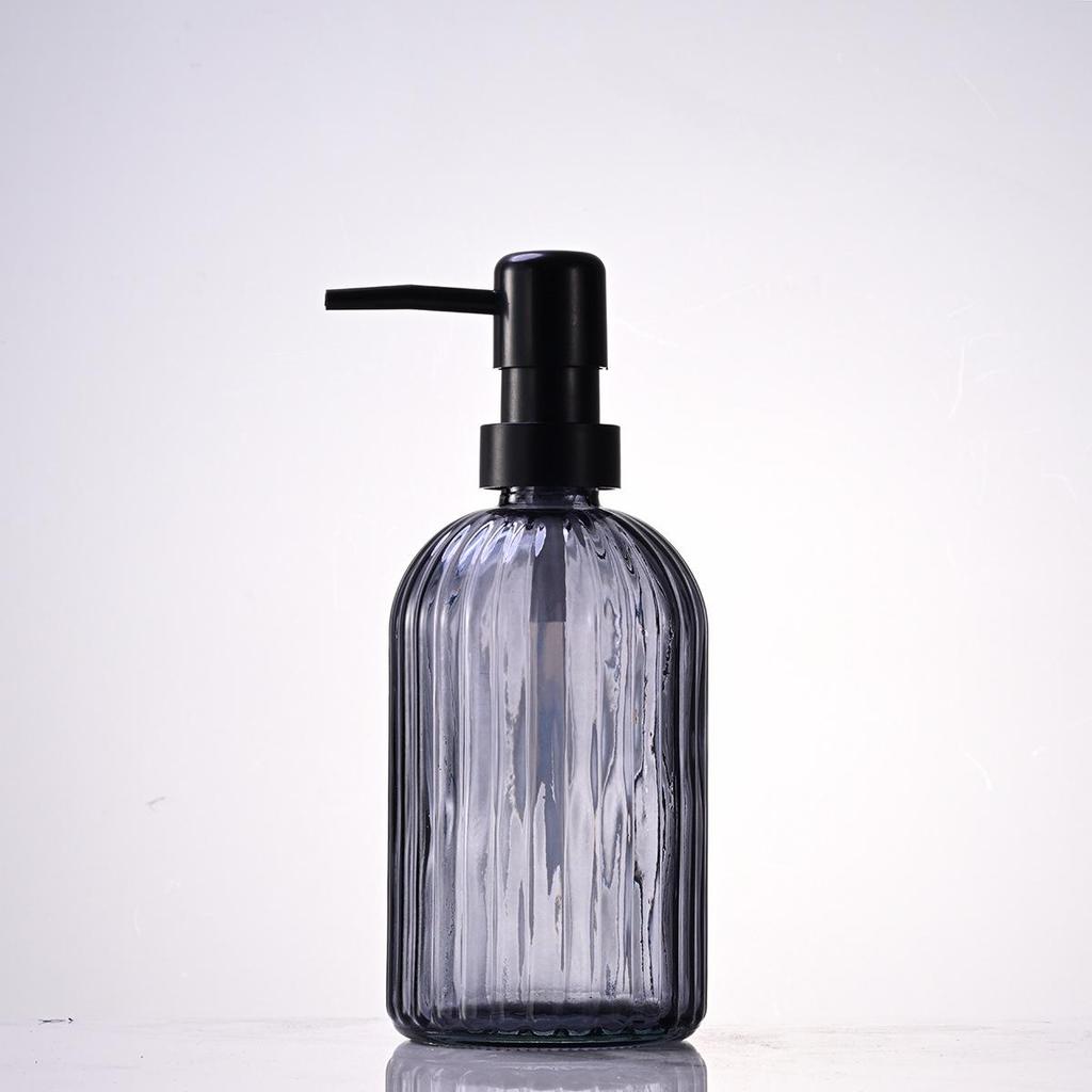 Nordic Large Capacity Vertical Stripe Glass Bottle for Hand Sanitizer, Shampoo, or Shower Gel