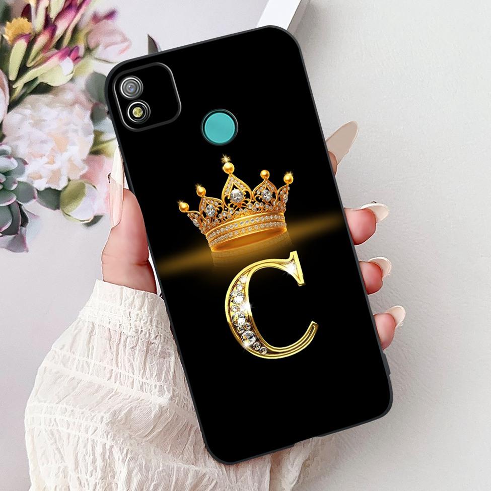 6.0" For Techno Pop4 BC2c BC1s Back Cover For Tecno Pop 4 Case Black Luxury A-Z Letters Fashion Soft TPU Bumper Funda Coque