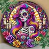 Vintage Mexican Sugar Skull Metal Tin Sign Wall Decor